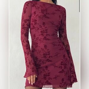 Motel Rocks Sevila Dress in Maroon